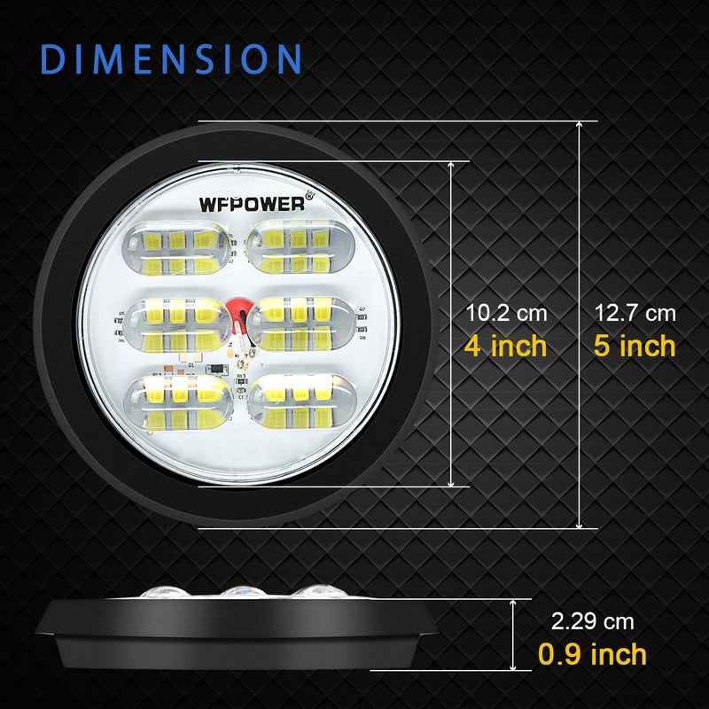 WFPOWER LED Trailer Tail Light, 2 X White 4 Inch Super Bright Round Trailer Lights, Waterproof Flush Mount Tail Lights Turn Rear Reverse Back Up Lights for Boat Trailer RV Trucks Dump Tractors 12V 24V - Image 5